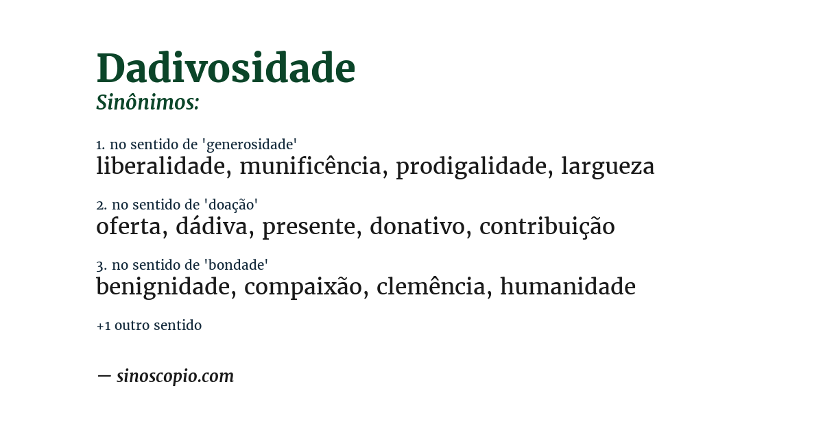 Sinônimo de dadivosidade