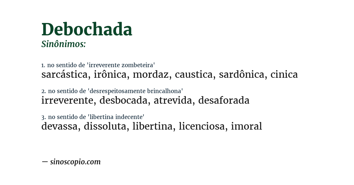 Sinônimo de debochada
