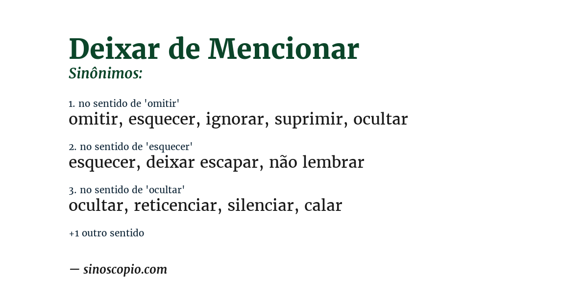 Sinônimo de deixar de mencionar