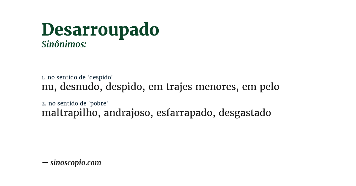 Sinônimo de desarroupado