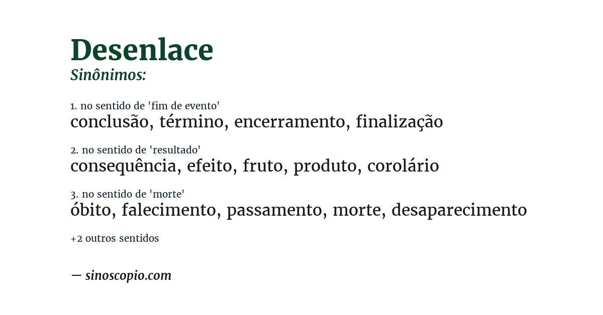 Sinônimo de desenlace