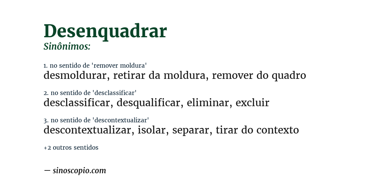 Sinônimo de desenquadrar