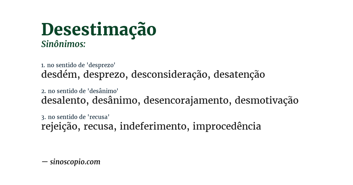 Sinônimo de desestimação