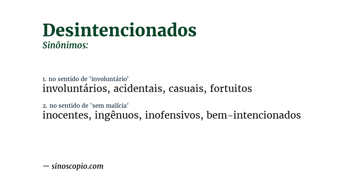 Sinônimo de desintencionados