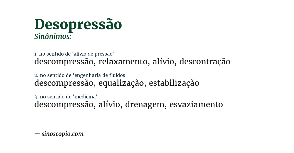 Sinônimo de desopressão