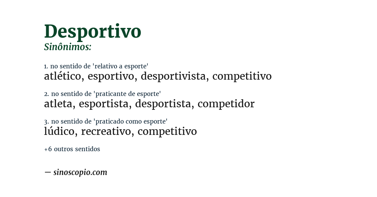 Sinônimo de desportivo