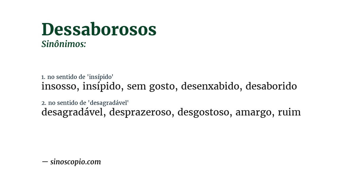 Sinônimo de dessaborosos