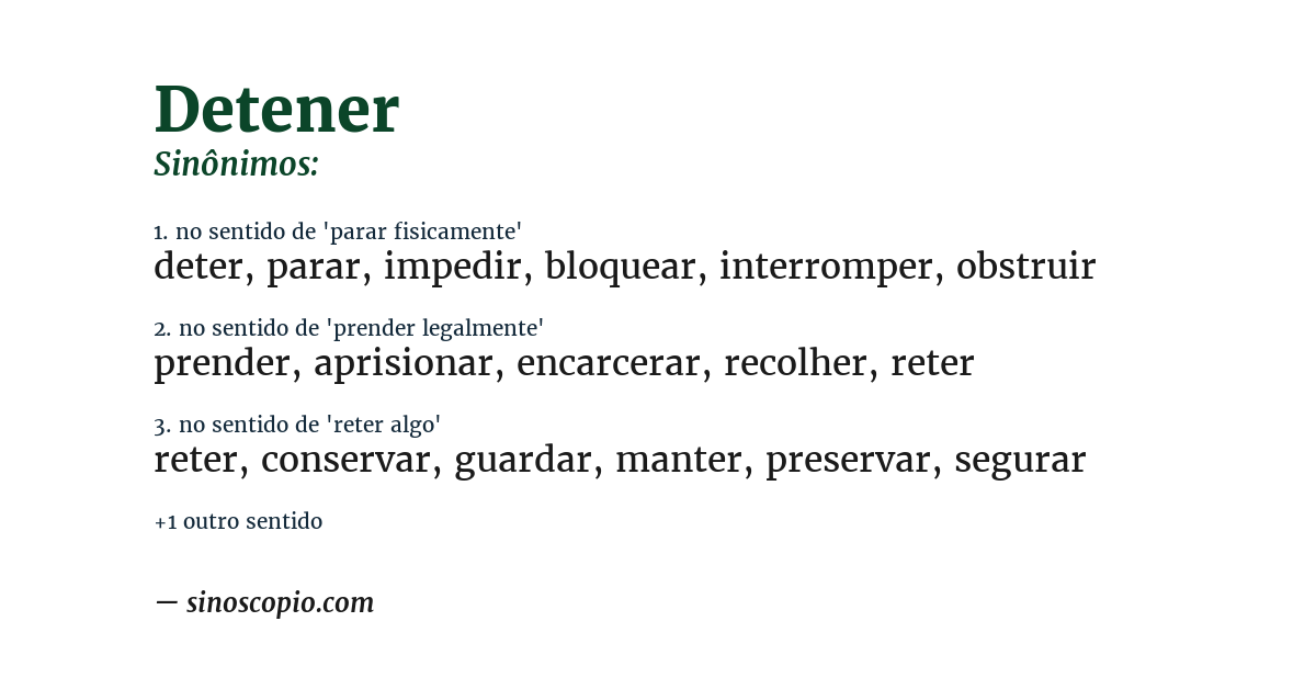 Sinônimo de detener