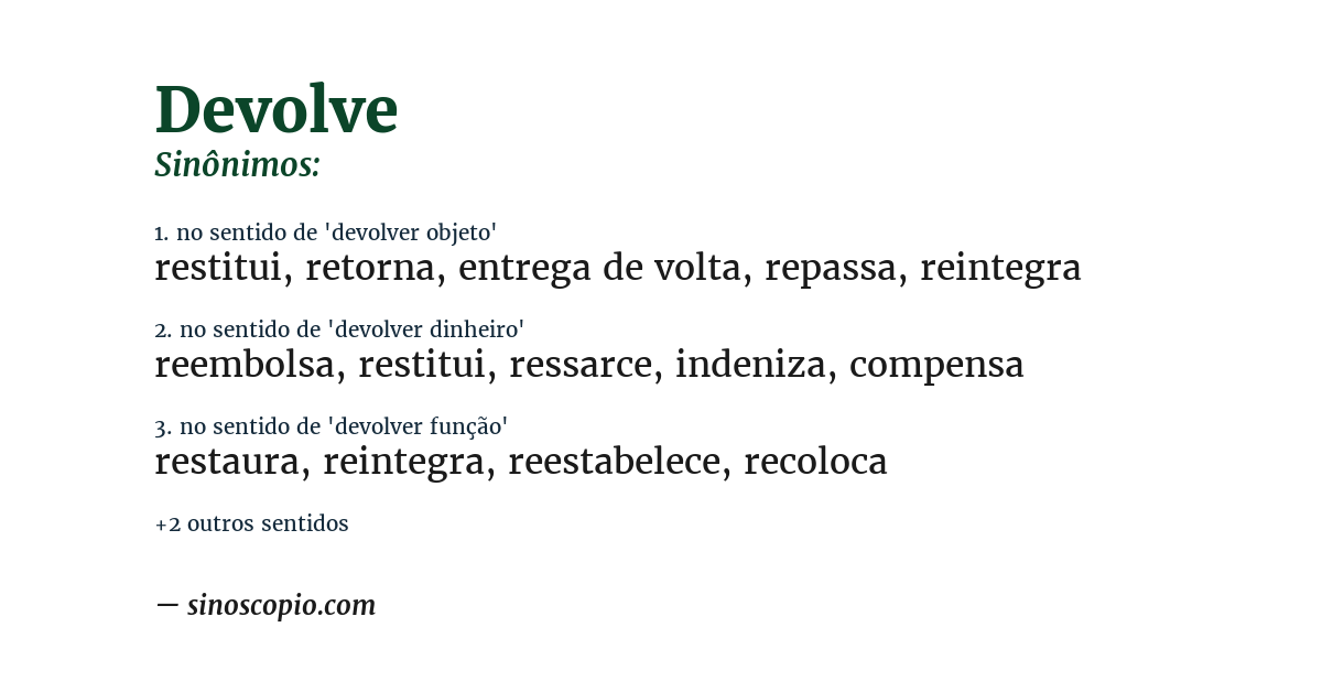 Sinônimo de devolve