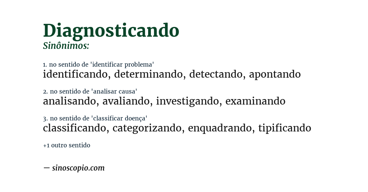 Sinônimo de diagnosticando