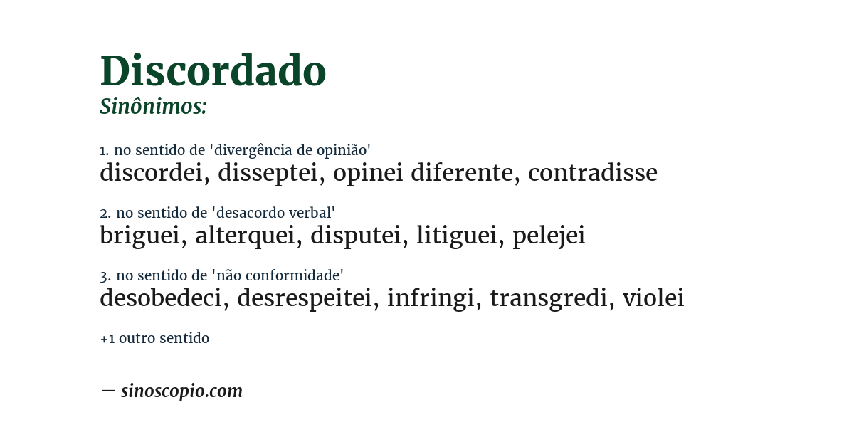 Sinônimo de discordado