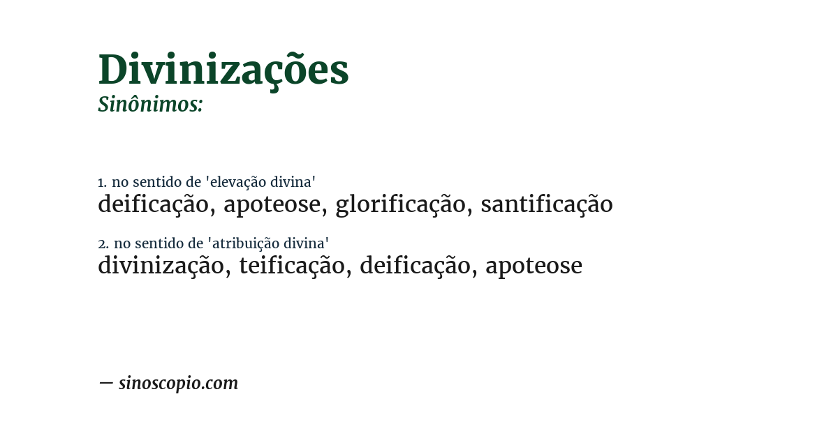 Sinônimo de divinizações
