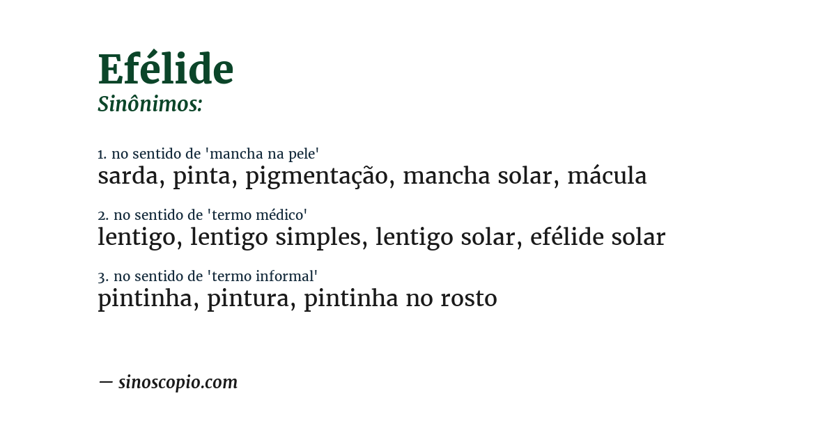Sinônimo de efélide