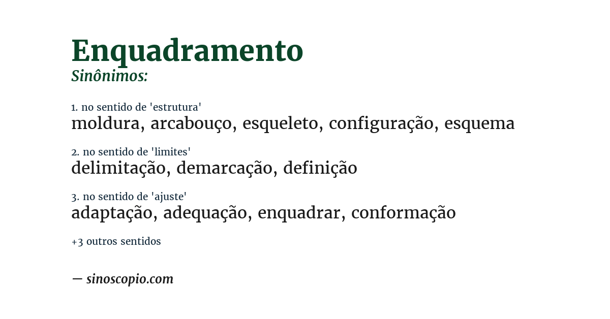 Sinônimo de enquadramento