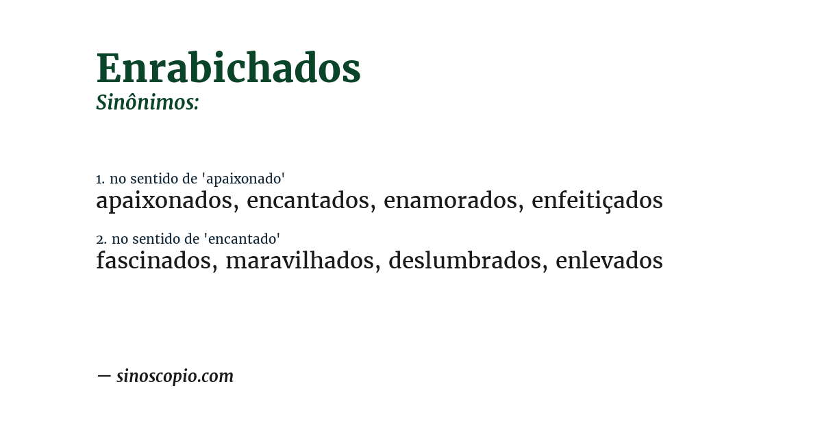 Sinônimo de enrabichados