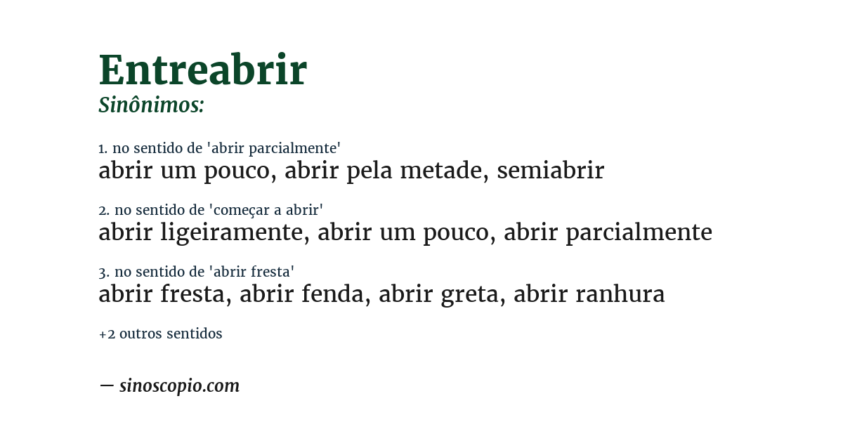Sinônimo de entreabrir