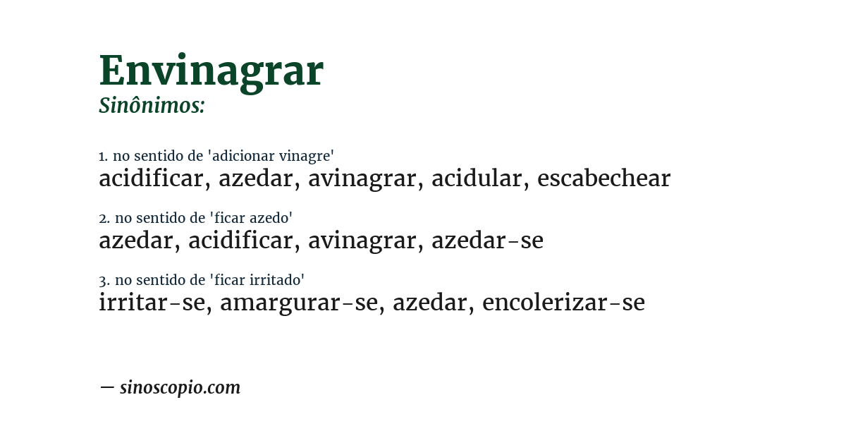 Sinônimo de envinagrar