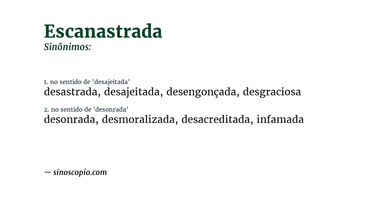 Sinônimo de escanastrada
