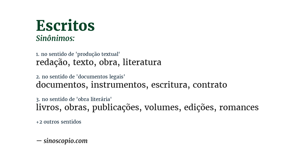 Sinônimo de escritos