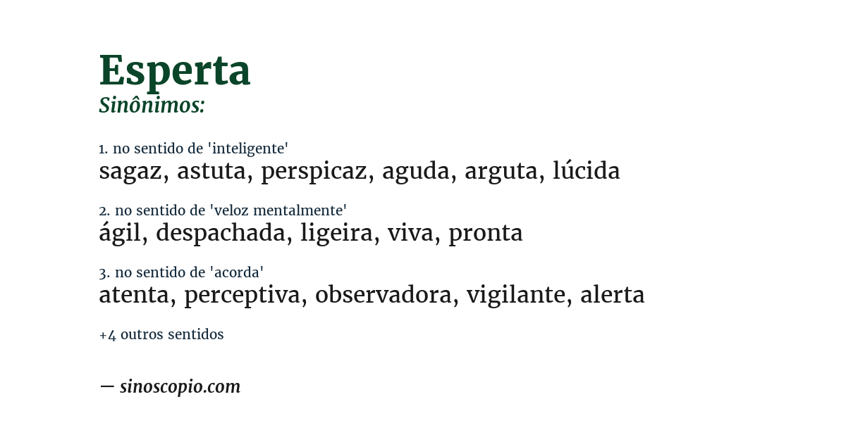 Sinônimo de esperta