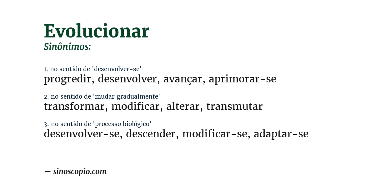 Sinônimo de evolucionar