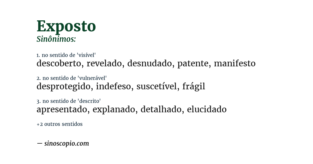 Sinônimo de exposto