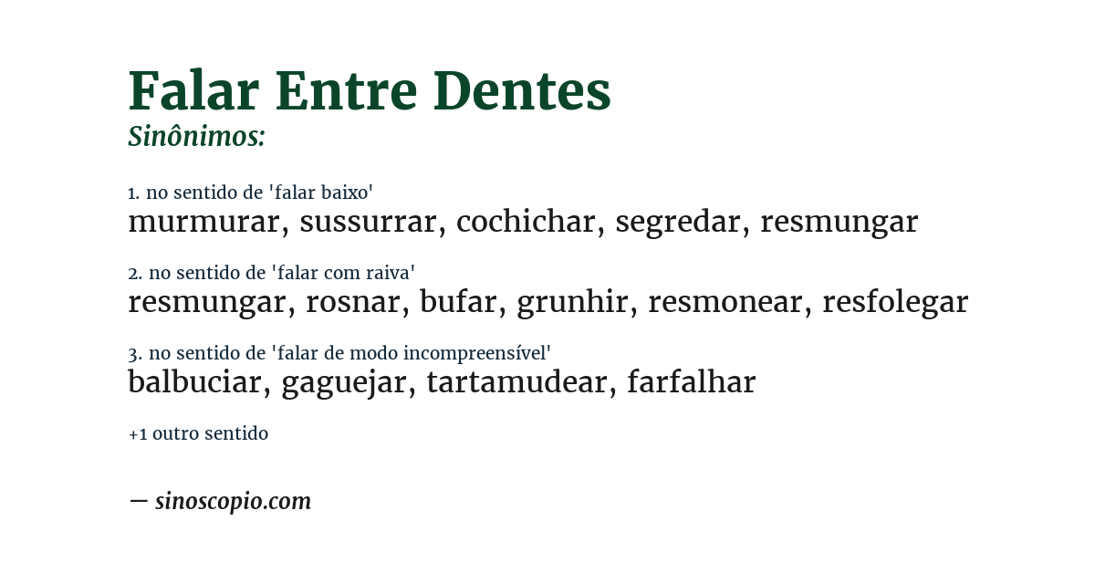 Sinônimo de falar entre dentes