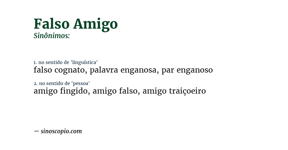 Sinônimo de falso amigo
