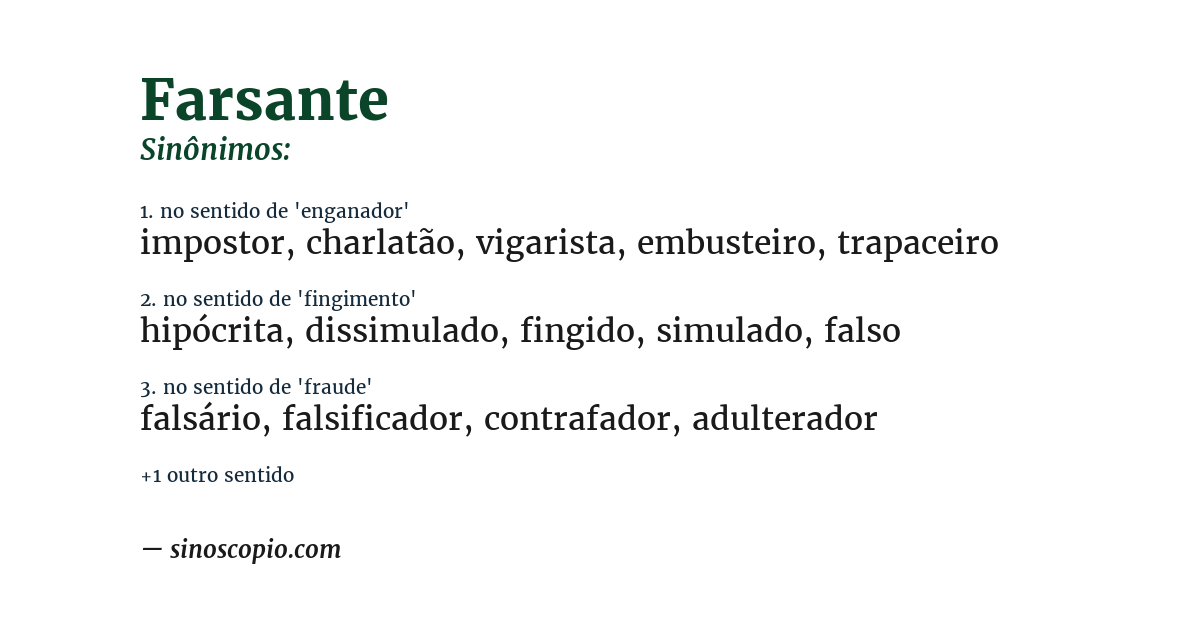 Sinônimo de farsante