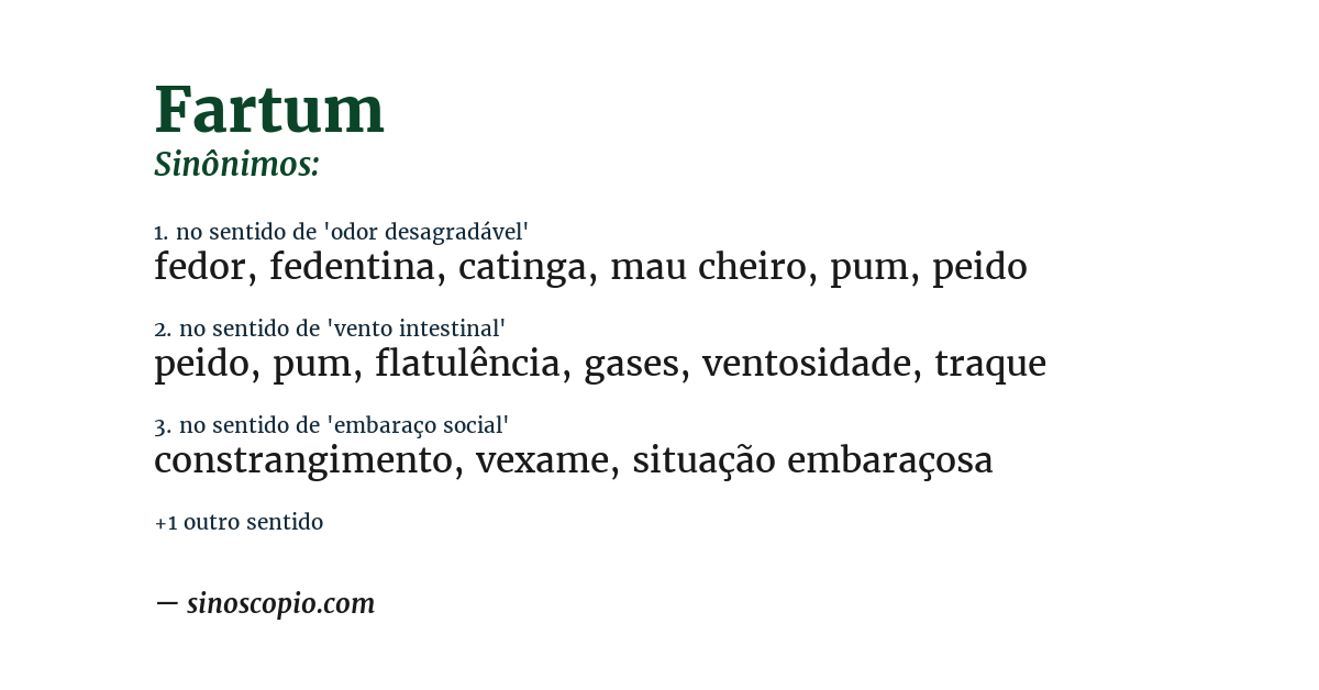 Sinônimo de fartum