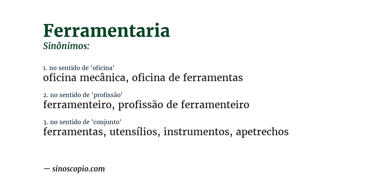 Sinônimo de ferramentaria