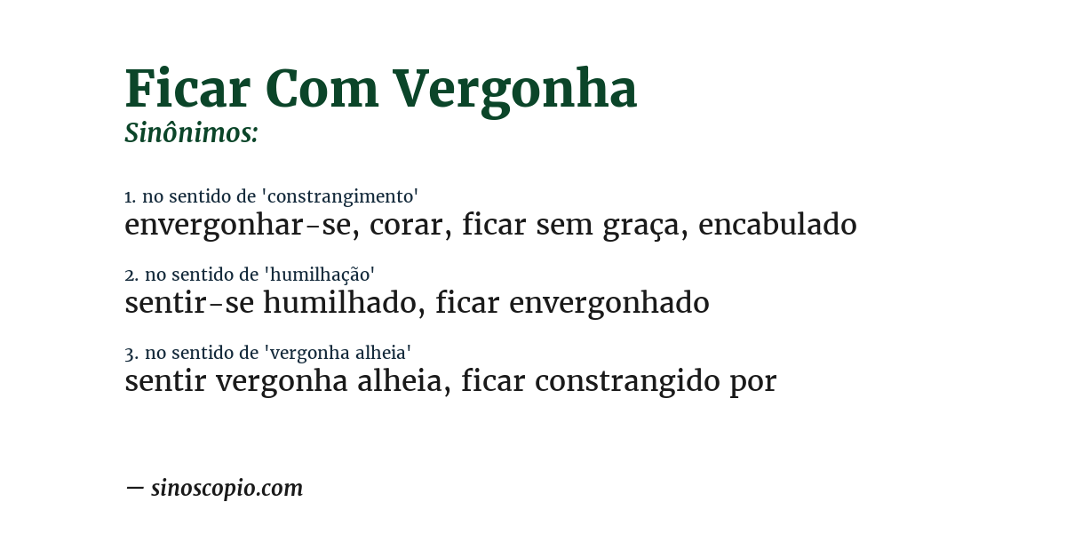 Sinônimo de ficar com vergonha