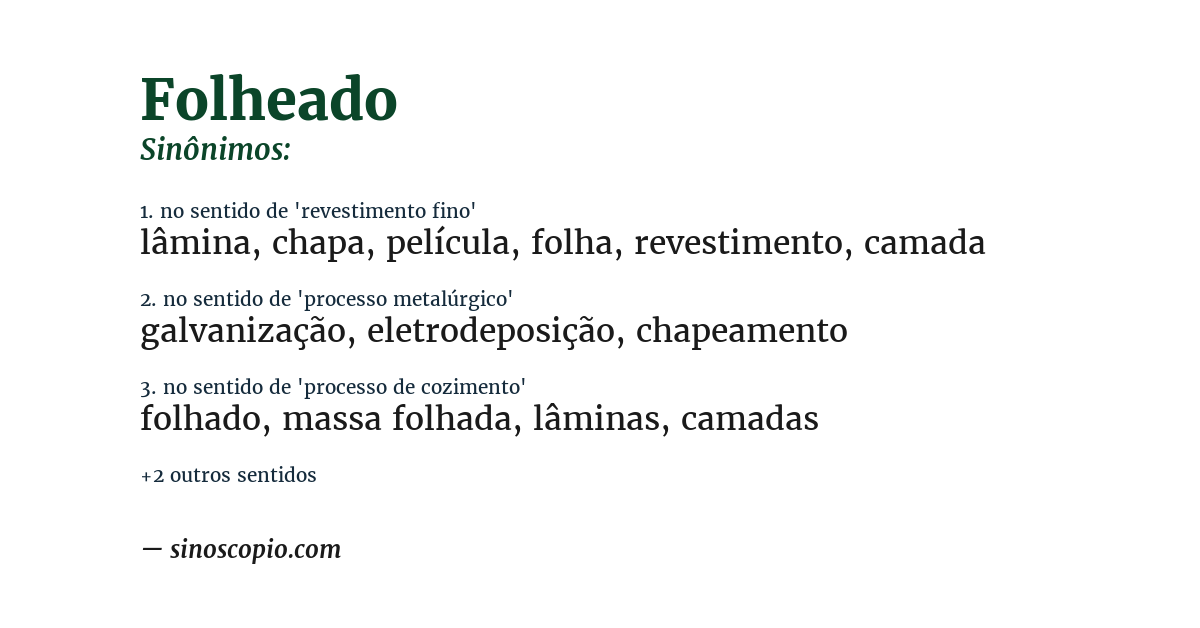 Sinônimo de folheado