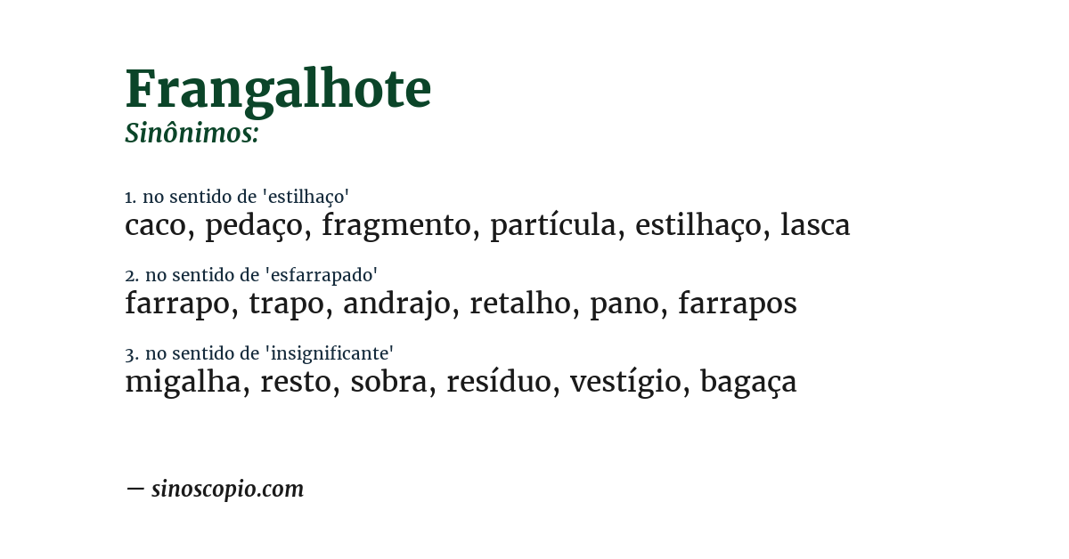 Sinônimo de frangalhote