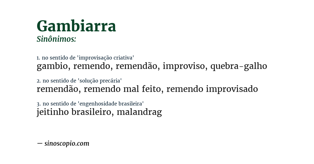 Sinônimo de gambiarra