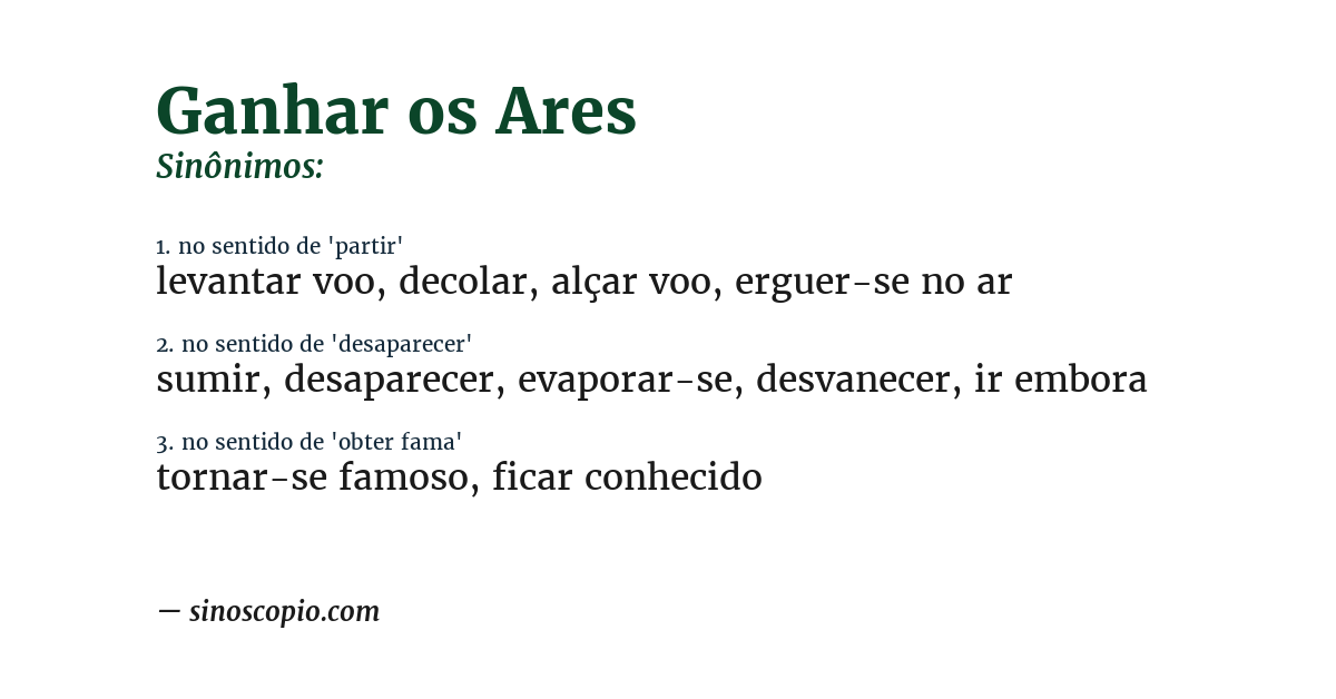 Sinônimo de ganhar os ares