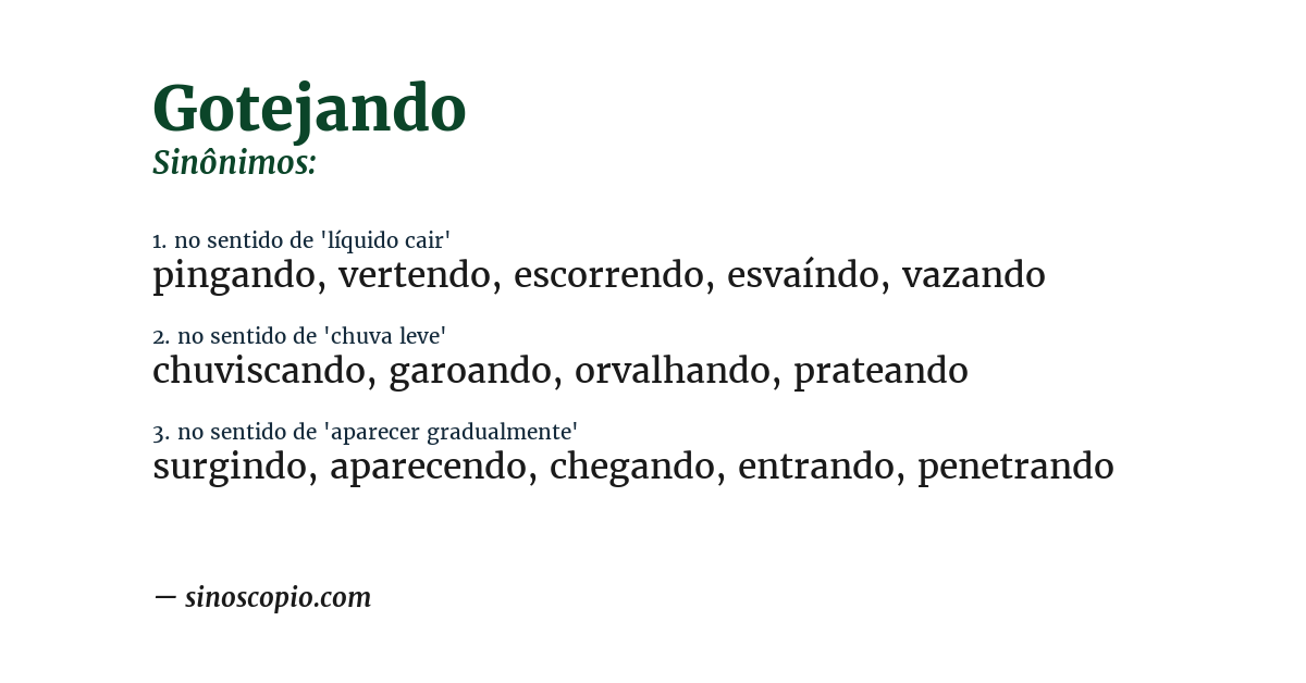 Sinônimo de gotejando