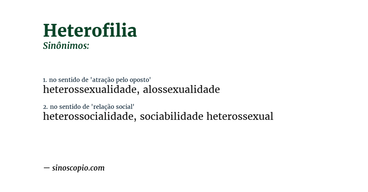 Sinônimo de heterofilia