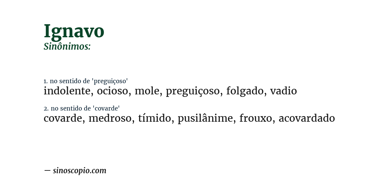 Sinônimo de ignavo