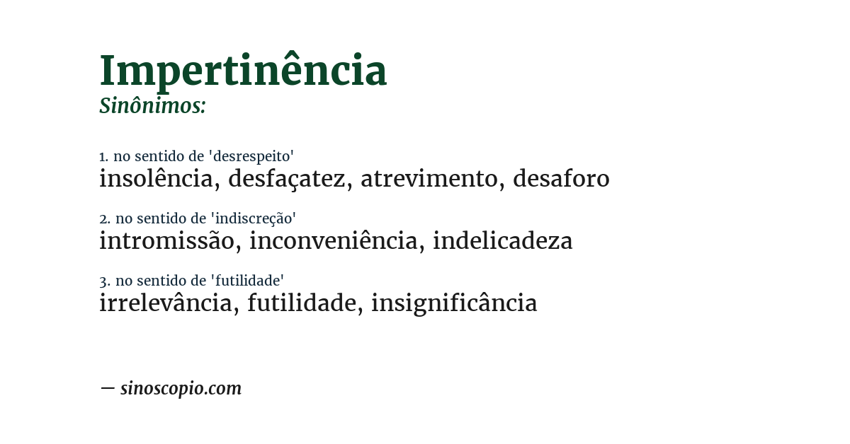 Sinônimo de impertinência