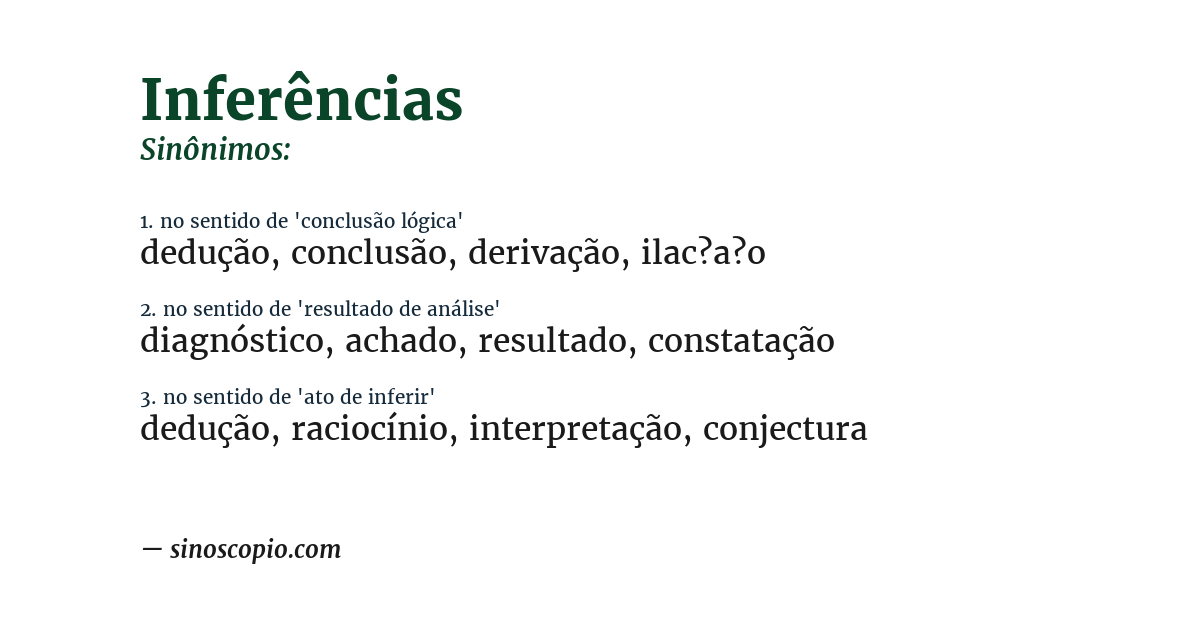 Sinônimo de inferências