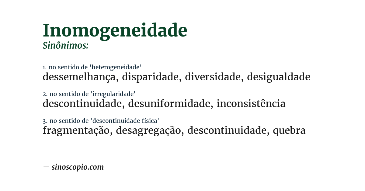 Sinônimo de inomogeneidade
