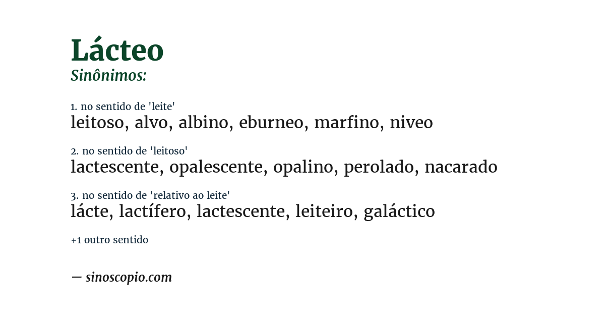 Sinônimo de lácteo