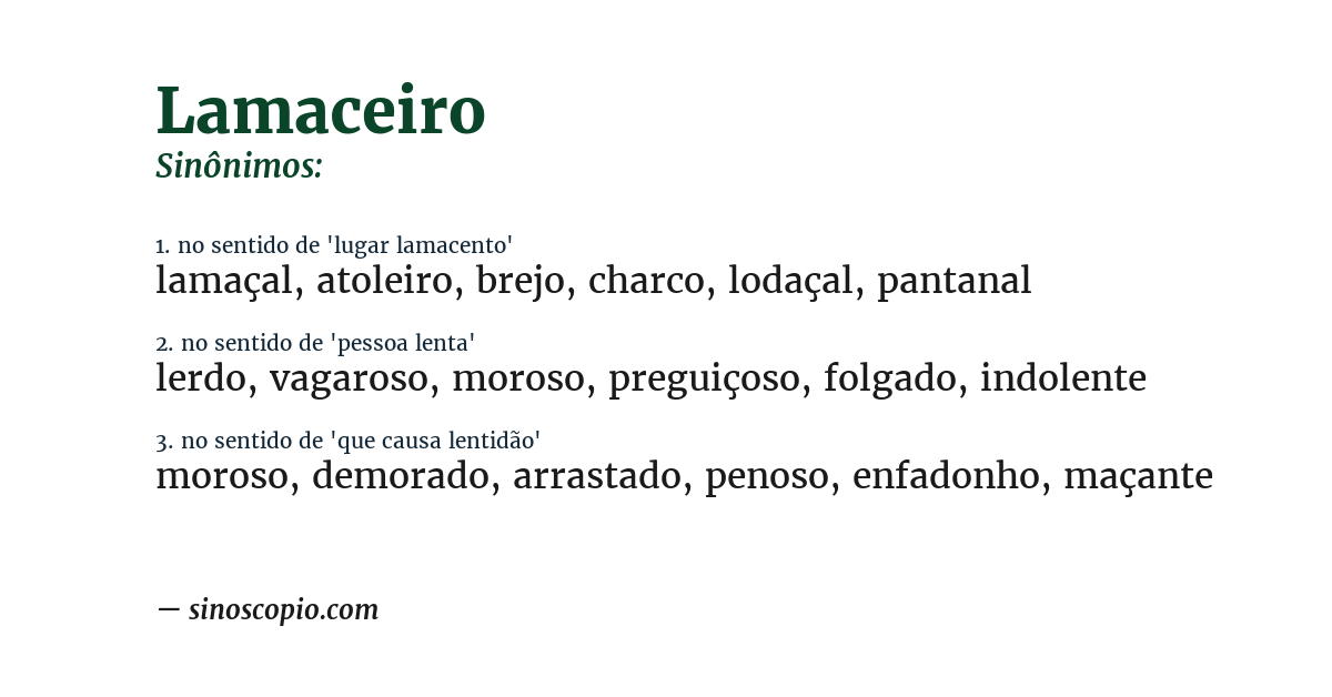 Sinônimo de lamaceiro