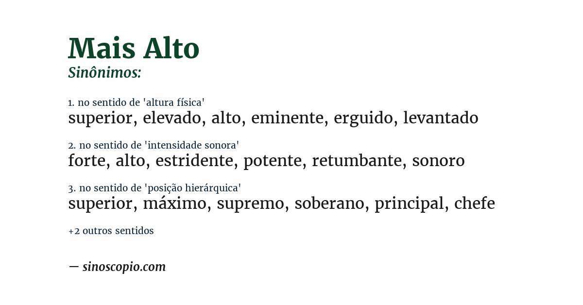 Sinônimo de mais alto