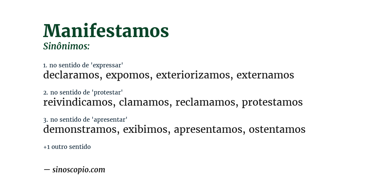 Sinônimo de manifestamos