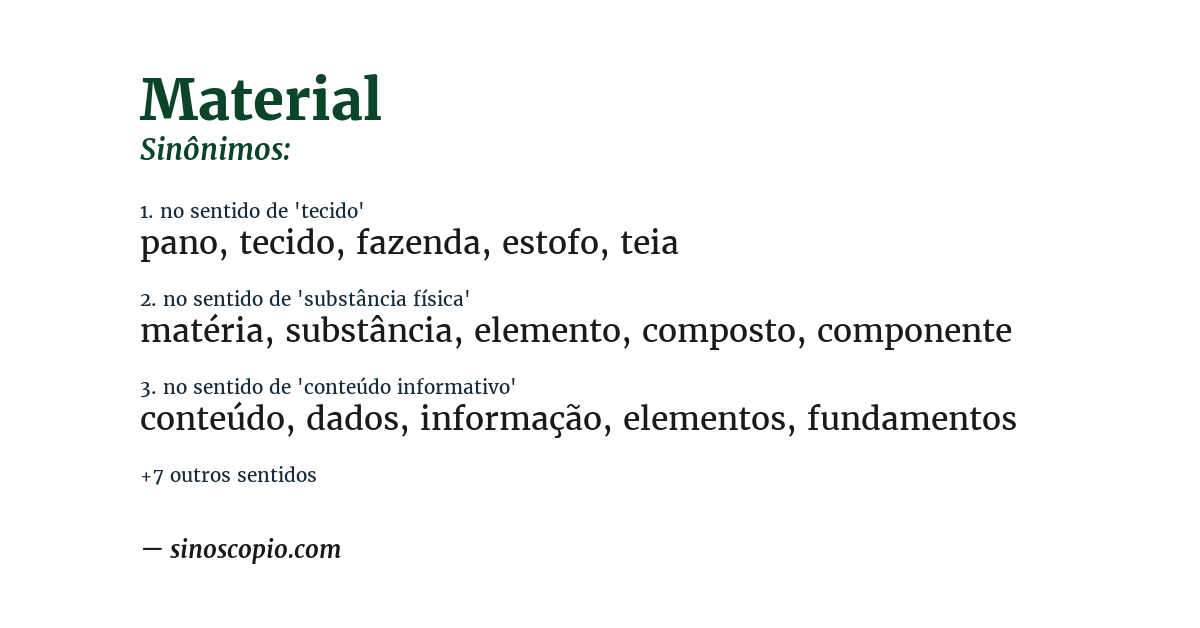 Sinônimo de material