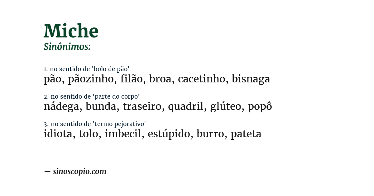 Sinônimo de miche