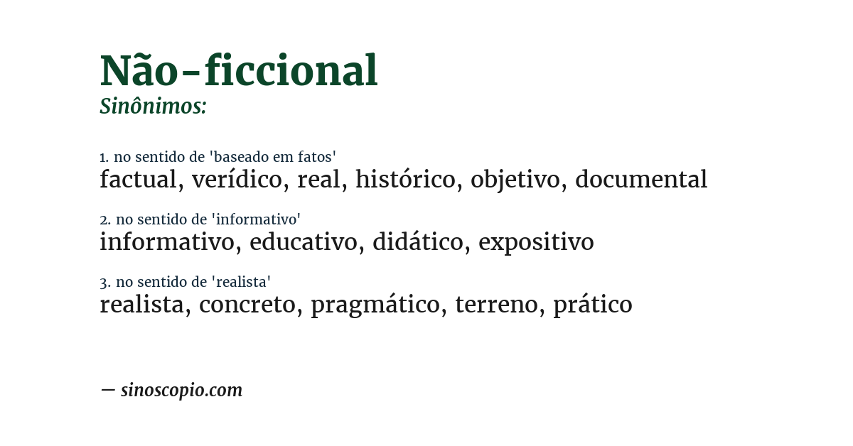 Sinônimo de não-ficcional