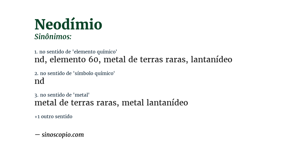 Sinônimo de neodímio